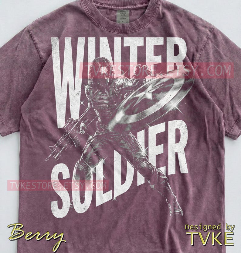 Winter Soldier Comfort Colors® Tshirt, Bucky Barnes Tees, Marvel Shield Sweater, Retro 90S Style Tanktop, Action Movie Sebastian Stan image 4