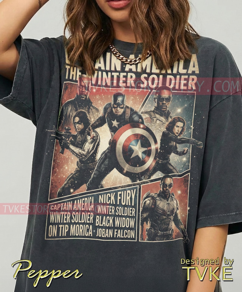 Camiseta Comfort Colors® do Capitão América, Camisetas do Soldado Invernal, Suéter da Viúva Negra, Falcão e Nick Fury, Regata de Super-Herói M4Rvel imagem 1