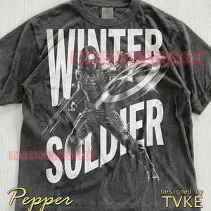 Winter Soldier Comfort Colors® Tshirt, Bucky Barnes Tees, Marvel Shield Sweater, Retro 90S Style Tanktop, Action Movie Sebastian Stan image 2