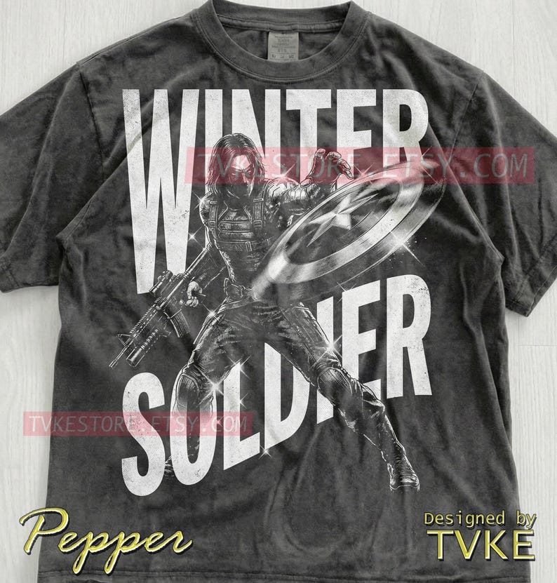 Winter Soldier Comfort Colors® Tshirt, Bucky Barnes Tees, Marvel Shield Sweater, Retro 90S Style Tanktop, Action Movie Sebastian Stan image 2