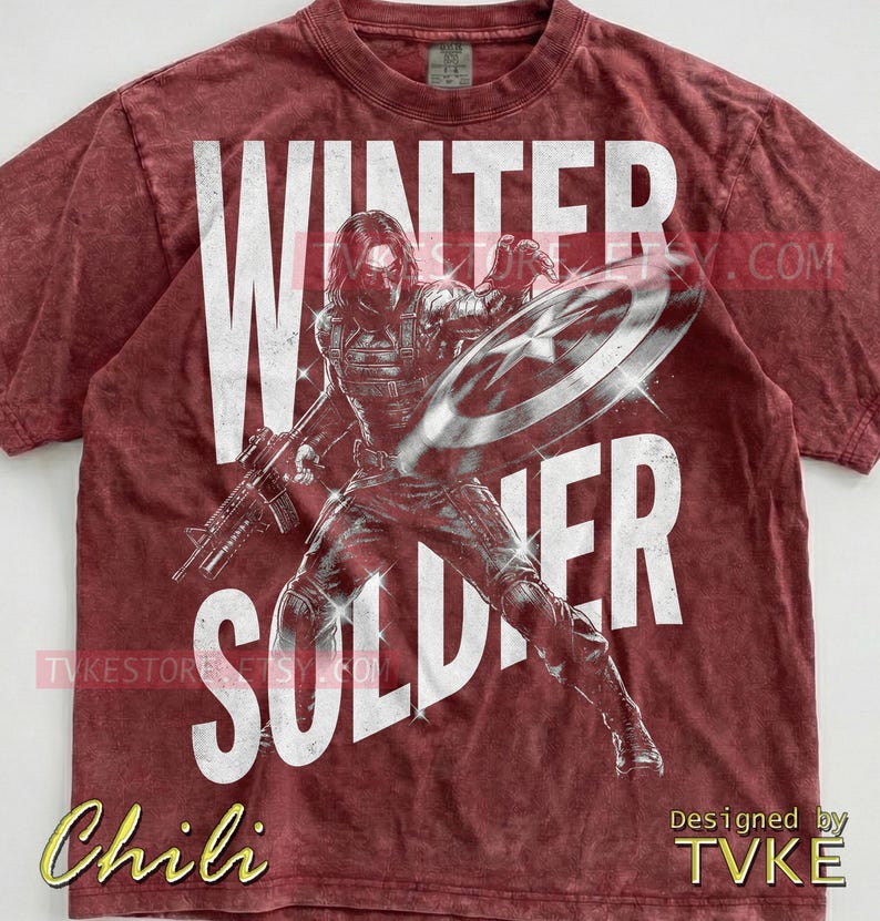 Winter Soldier Comfort Colors® Tshirt, Bucky Barnes Tees, Marvel Shield Sweater, Retro 90S Style Tanktop, Action Movie Sebastian Stan image 3