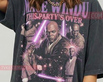 Mace Windu This Party'S Over Comfort Colors® Tshirt, St4R W4Rs Tees, Jedi Master Sweater, Purple Lightsaber Tanktop, Retro Sci Fi Art