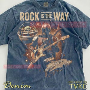 Rock Is The Way Grogu Comfort Colors® Tshirt, Baby Yoda Tees, Electric Guitar Sweater, Galaxy Rock Band Tanktop, St4R W4Rs Music Art image 6