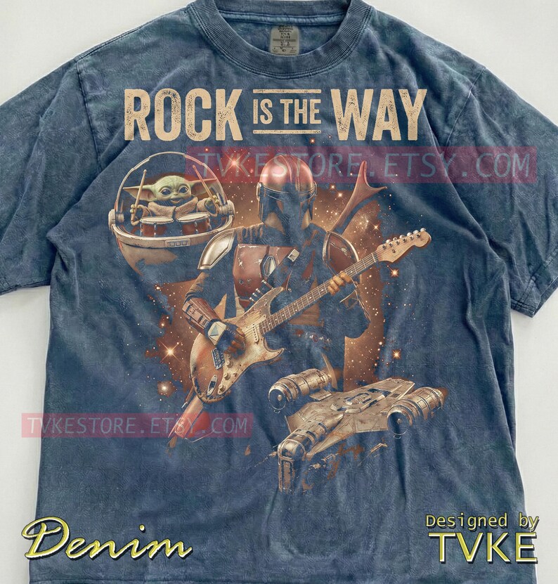 Rock Is The Way Grogu Comfort Colors® Tshirt, Baby Yoda Tees, Electric Guitar Sweater, Galaxy Rock Band Tanktop, St4R W4Rs Music Art image 6