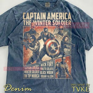 Camiseta Comfort Colors® do Capitão América, Camisetas do Soldado Invernal, Suéter da Viúva Negra, Falcão e Nick Fury, Regata de Super-Herói M4Rvel imagem 6
