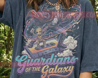 Guardians Of The Galaxy Comfort Colors® Tshirt, Star Lord Tees, Baby Groot Sweater, Vintage Cassette Tanktop, Retro 80S Cosmic Music