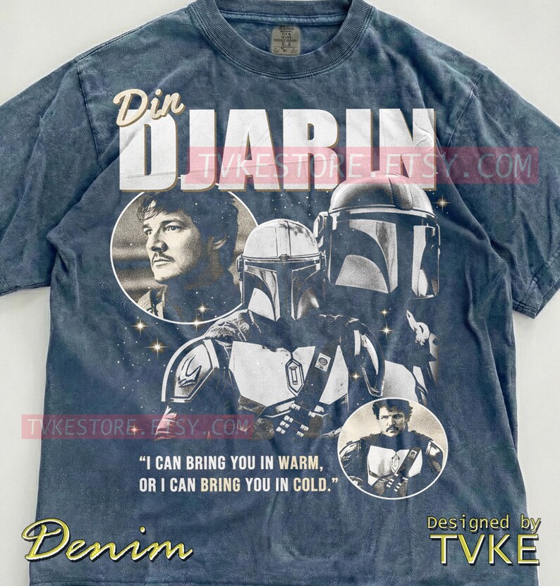 Din Djarin Pedro Pascal Comfort Colors® Tshirt, Bounty Hunter Tees, St4R W4Rs Sweater, Sci-Fi Helmet Tanktop, Retro Space Warrior image 6