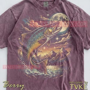 Trout Fish Angler Comfort Colors® Tshirt, Fishing Lover Tees, Retro Nature Sweater, Mountain River Tanktop, Vintage Fisherman Gift image 4