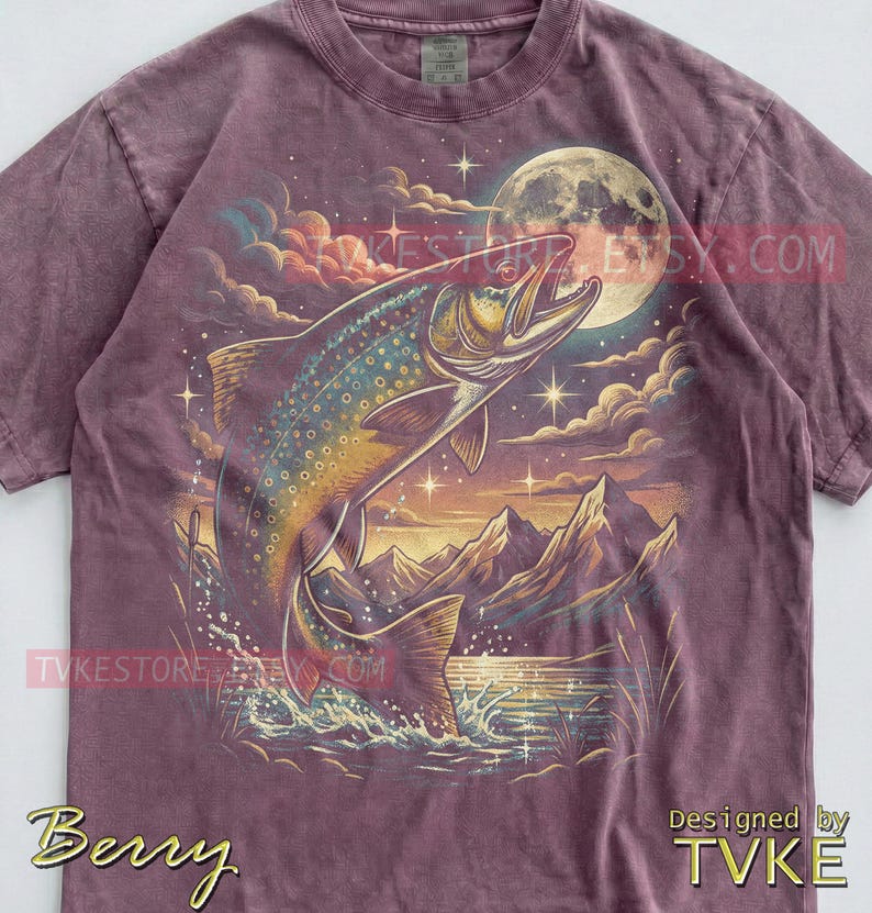 Trout Fish Angler Comfort Colors® Tshirt, Fishing Lover Tees, Retro Nature Sweater, Mountain River Tanktop, Vintage Fisherman Gift image 4