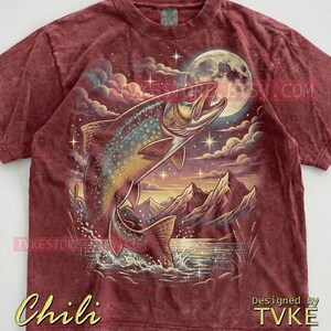 Trout Fish Angler Comfort Colors® Tshirt, Fishing Lover Tees, Retro Nature Sweater, Mountain River Tanktop, Vintage Fisherman Gift image 3