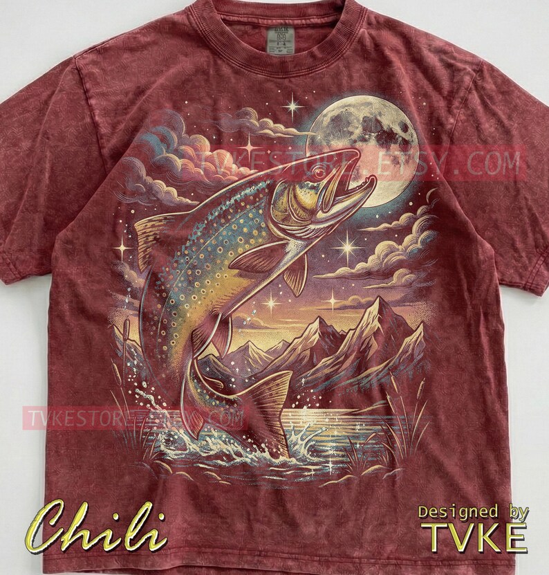 Trout Fish Angler Comfort Colors® Tshirt, Fishing Lover Tees, Retro Nature Sweater, Mountain River Tanktop, Vintage Fisherman Gift image 3