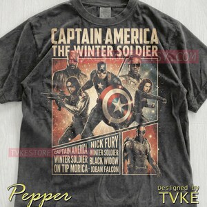 Camiseta Comfort Colors® do Capitão América, Camisetas do Soldado Invernal, Suéter da Viúva Negra, Falcão e Nick Fury, Regata de Super-Herói M4Rvel imagem 2