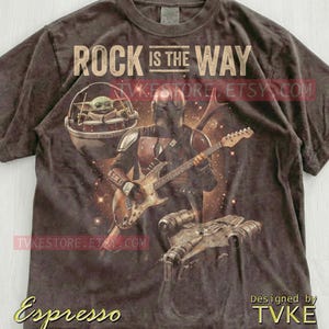 Rock Is The Way Grogu Comfort Colors® Tshirt, Baby Yoda Tees, Electric Guitar Sweater, Galaxy Rock Band Tanktop, St4R W4Rs Music Art image 5