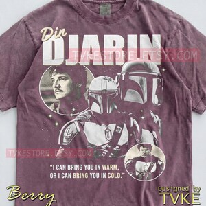 Din Djarin Pedro Pascal Comfort Colors® Tshirt, Bounty Hunter Tees, St4R W4Rs Sweater, Sci-Fi Helmet Tanktop, Retro Space Warrior image 4