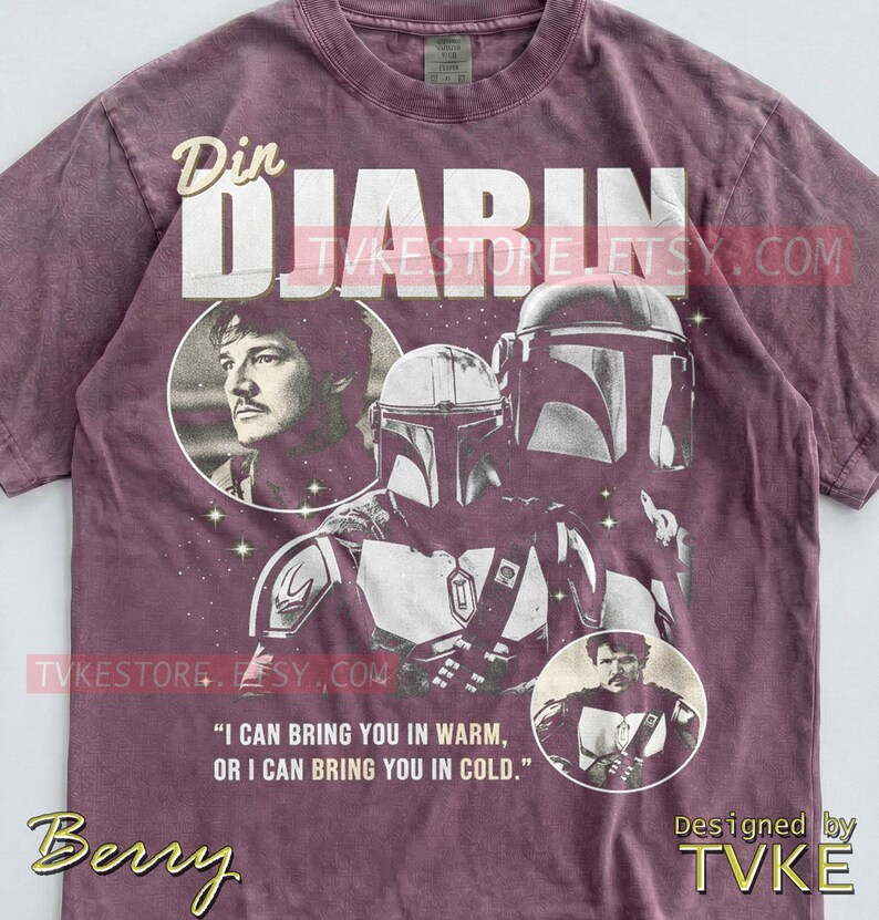 Din Djarin Pedro Pascal Comfort Colors® Tshirt, Bounty Hunter Tees, St4R W4Rs Sweater, Sci-Fi Helmet Tanktop, Retro Space Warrior image 4