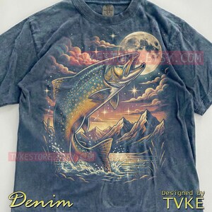 Trout Fish Angler Comfort Colors® Tshirt, Fishing Lover Tees, Retro Nature Sweater, Mountain River Tanktop, Vintage Fisherman Gift image 6