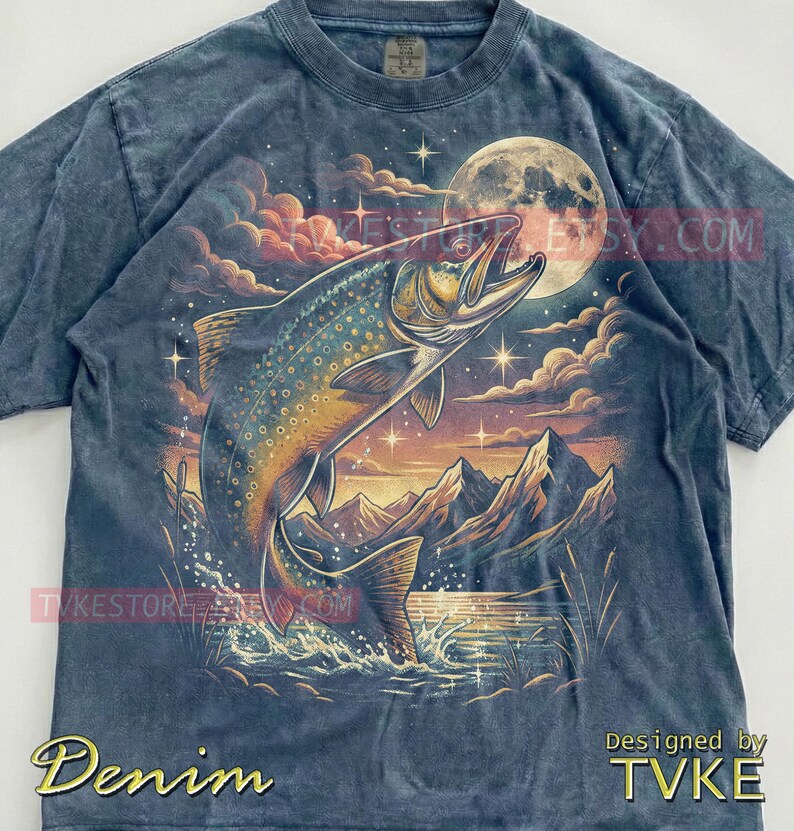 Trout Fish Angler Comfort Colors® Tshirt, Fishing Lover Tees, Retro Nature Sweater, Mountain River Tanktop, Vintage Fisherman Gift image 6