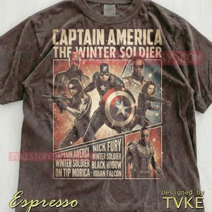 Camiseta Comfort Colors® do Capitão América, Camisetas do Soldado Invernal, Suéter da Viúva Negra, Falcão e Nick Fury, Regata de Super-Herói M4Rvel imagem 5