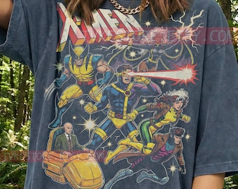 Camiseta Comfort Colors® de superhéroes de X-Men, camisetas de Wolverine, suéter de Storm de Cyclops, camiseta sin mangas de Gambit Rogue, arte retro de héroes mutantes de cómics