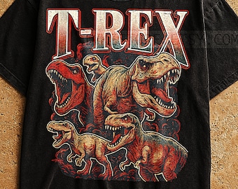 T Rex Vintage Retro Shirt, Dinosaur Graphic Prehistoric Tee, Jurassic Style Fossil Art Roaring Beast T-Shirt