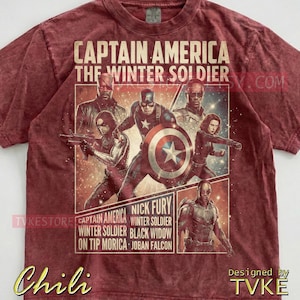 Camiseta Comfort Colors® do Capitão América, Camisetas do Soldado Invernal, Suéter da Viúva Negra, Falcão e Nick Fury, Regata de Super-Herói M4Rvel imagem 3