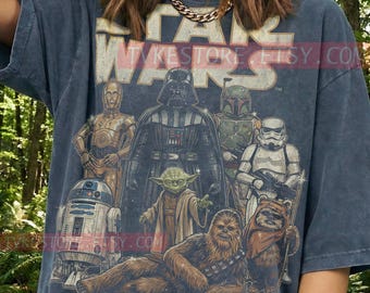 St4r W4rs Droids Comfort Colors® Tshirt, Vader Yoda Tees, Chewbacca Boba Fett Sweater, R2-D2 C-3Po Tanktop, Retro Vintage Galaxy Art