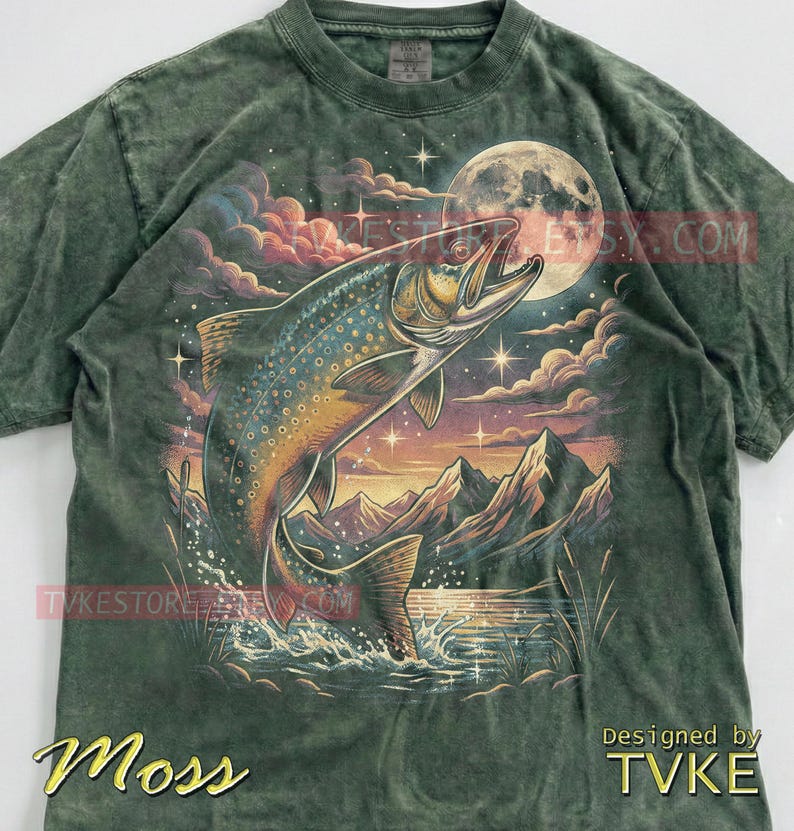 Trout Fish Angler Comfort Colors® Tshirt, Fishing Lover Tees, Retro Nature Sweater, Mountain River Tanktop, Vintage Fisherman Gift image 7