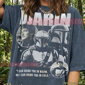Din Djarin Pedro Pascal Comfort Colors® Tshirt, Bounty Hunter Tees, St4R W4Rs Sweater, Sci-Fi Helmet Tanktop, Retro Space Warrior image 1