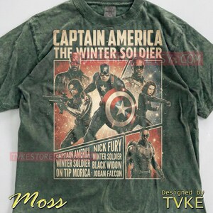Camiseta Comfort Colors® do Capitão América, Camisetas do Soldado Invernal, Suéter da Viúva Negra, Falcão e Nick Fury, Regata de Super-Herói M4Rvel imagem 7