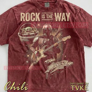 Rock Is The Way Grogu Comfort Colors® Tshirt, Baby Yoda Tees, Electric Guitar Sweater, Galaxy Rock Band Tanktop, St4R W4Rs Music Art image 3