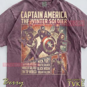 Camiseta Comfort Colors® do Capitão América, Camisetas do Soldado Invernal, Suéter da Viúva Negra, Falcão e Nick Fury, Regata de Super-Herói M4Rvel imagem 4