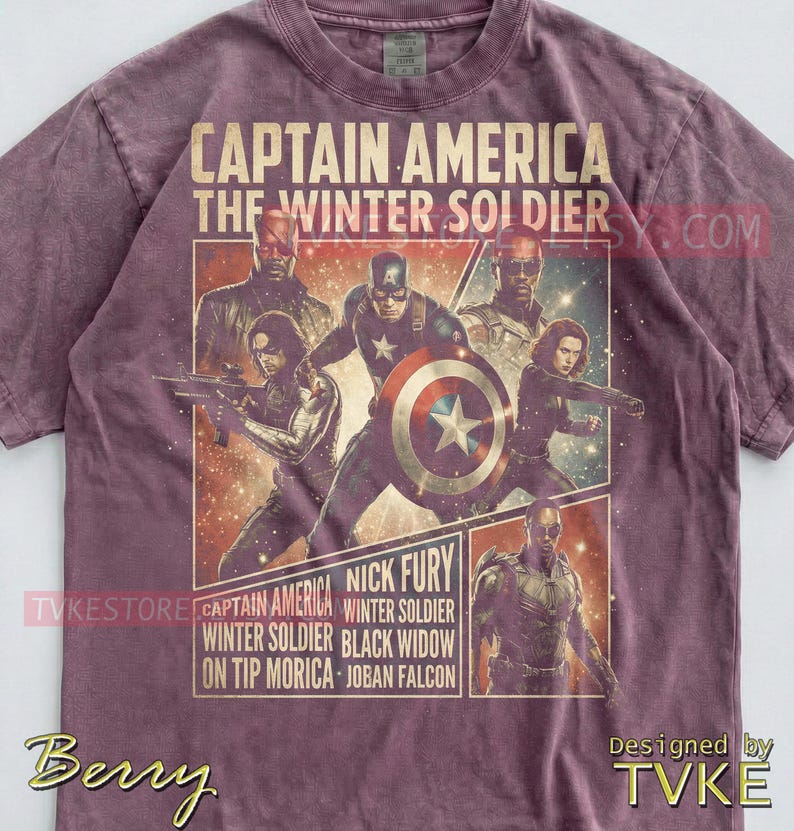 Camiseta Comfort Colors® do Capitão América, Camisetas do Soldado Invernal, Suéter da Viúva Negra, Falcão e Nick Fury, Regata de Super-Herói M4Rvel imagem 4