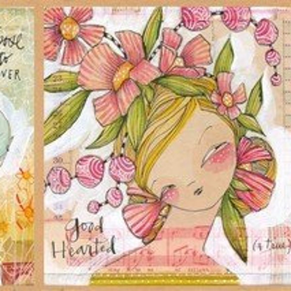 Cori Dantini BLOOM and GROW 4 Medium Blocks Panel 12" L x 42" W Quilt Fabric Inspirational Women Nurture Goodness