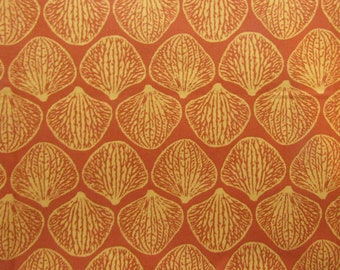Home Decor Fabric Joel Dewberry Ginseng Cotton Sateen Upholstery Drapery Orchid Leaves Rust Orange Gold OOP Half Yard