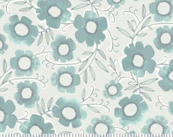 Cori Dantini Floral Quilt Fabric: The Makers Petal Power Blue Cream