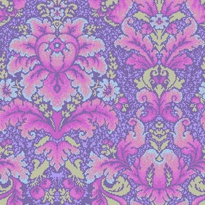 DEJA VU PARISVILLE Damask Dot Tula Pink Cotton Quilt Fabric Marie Antoinette Violet Purple Pink Pixelated