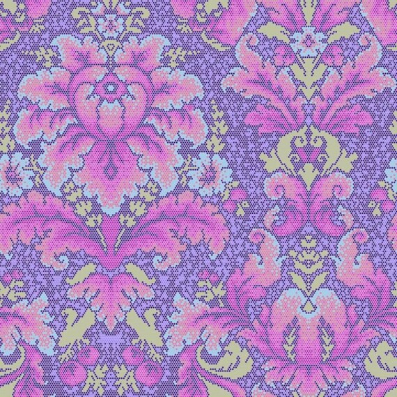 Parisville Deja Vu Damask Dot Violet - Tula Pink - PER QUARTER METRE Parisville Deja Vu Damask Dot Violet - Tula Pink - PER QUARTER METRE