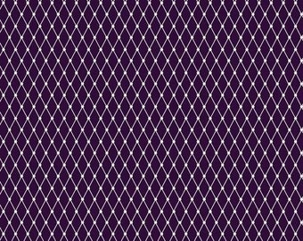 Deja Vu NIGHTSHADE FISHNET Tula Pink Cotton Quilt Fabric Equinox Deep Plum Purple Halloween Fish Net