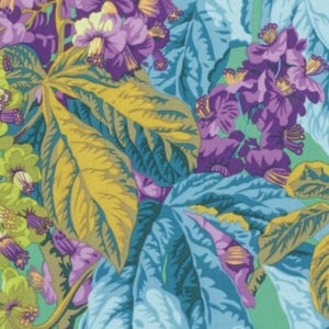 Retired HORSE CHESTNUT Green Philip Jacobs Kaffe Fassett Cotton Quilting Fabric Blue Purple Gold Floral Out of Print oop