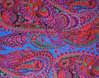 Retired PAISLEY JUNGLE Kaffe Fassett Purple Cotton Quilting Fabric Red Black Swirls Floral Out of Print oop Out of Print