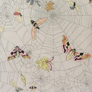 Retired GHASTLIE WEB Mist Gray Grey Mauve Pink Fabric Quilting Cotton The Ghastlies Alexander Henry Moths Spiderweb Ghastly Out of Print