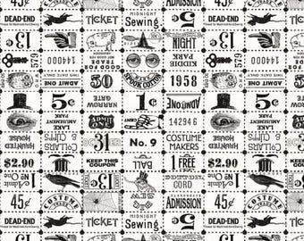 Vintage Style Halloween Fabric: Ticket Grid, Black & White Costume Maker's Ball oop
