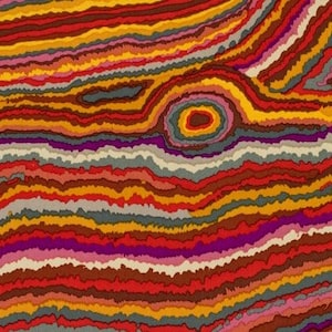 Retired JUPITER RINGS Brown Kaffe Fassett  Cotton Quilting Fabric Purple Orange Green Red Gold OOP Out of Print