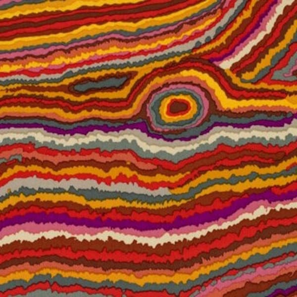 Anneaux de JUPITER à la retraite Brown Kaffe Fassett Cotton Quilting Fabric Purple Orange Green Red Gold OOP Out of Print