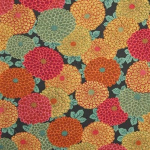 Retired JOY MUMS Kaffe Fassett Floral Cotton Quilting Fabric Chrysanthemums Brown Gold Orange Red Green Fat Quarter OOP