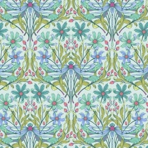 Moon Garden Cotton Quilt Fabric: Tula Pink Dragonflies Dragon Your Feet Floral Blue