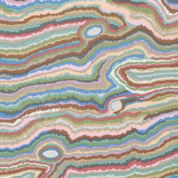 Retired JUPITER Rings Stone Kaffe Fassett Cotton Quilting Fabric Brown Gray Grey Blue Green OOP Out of Print