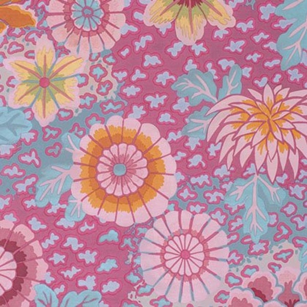 Retired DREAM Floral PASTEL DUSTY Kaffe Fassett Cotton Quilting Fabric Purple Blue Orange Pink Flowers Fat Quarter Out of Print oop