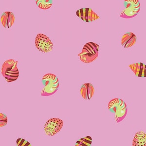 Tula Pink Sea Shells Cotton Fabric: Zuma Glow, Pink Orange Yellow (OOP)