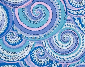 Retired CURLY BASKETS Delft Kaffe Fassett Philip Jacobs Cotton Quilting Fabric Blue Lavender Purple Spiral Swirls Out of Print oop